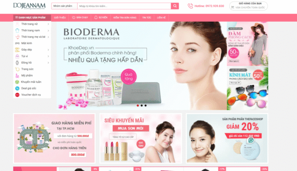 website bán hàng thời trang mỹ phẩm 24