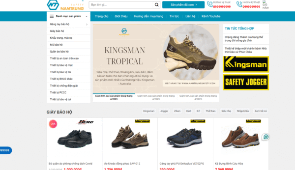 Website bán hàng thời trang giày bảo hộ 34
